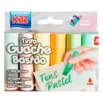 Tinta Guache Bastão Caneta Retrátil 6 Cores Tons Pastel Kaz