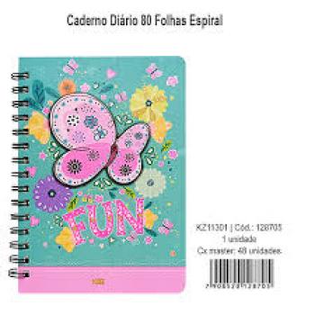Cadeno Diário CD Espiral 80 Folhas - Kaz