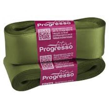 Fita de Cetim 38MM 10M Verde Militar Cor 242 - Progresso - Valor Por Unidade
