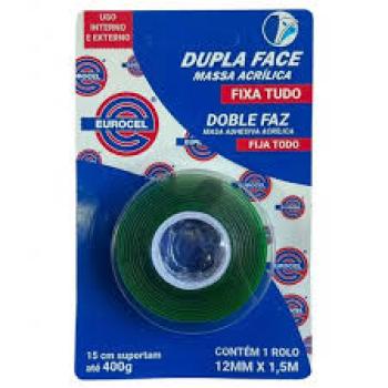 Fita Dupla Face Massa Acrilica Fixa Tudo 12mmx1,5m Eurocel