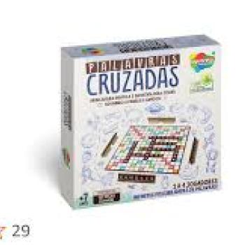 Jogo de Tabuleiro Palavras Cruzadas Madeira 132 peças emMadeira - Aquarela Brinquedos
