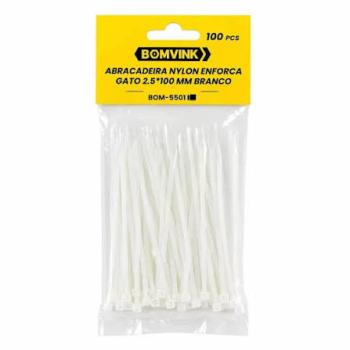 Abraçadeira de Nylon 100 Peças 2,5x150mm Branca