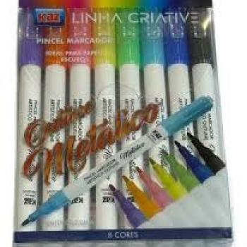 Pincel Artistico Outline Metálico - Linha Criative 8 Cores Kaz -