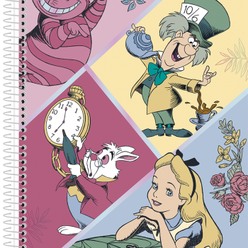 Caderno Universitário 10M CD B/A 160f Alice in Wonderland (2025) Animativa - Valor Unitário