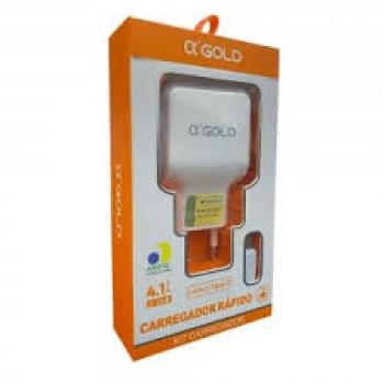 Carregador Rapido Agold 5.1A Gold Dois USB CA23-2 Iphone