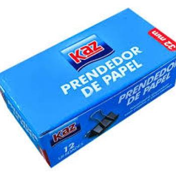 Prendedor de Papel 19MM Preto 12 Peças-KZ0535-19 - Kaz