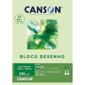 Bloco para Educacao Artistica Branco A3 Artístico 200 g 20 fls. - Canson