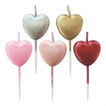 Vela Corações 3CM Metalizadas Color com 5 Unidades- Make+