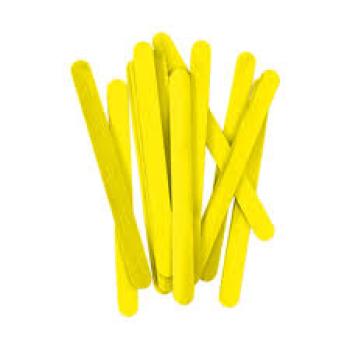 Palito de Sorvete Ponta Redonda Amarelo com 100 Unidades - Kaz