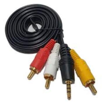Cabo de Audio e Video P2 X 3 RCA 1,5M - Max Midia