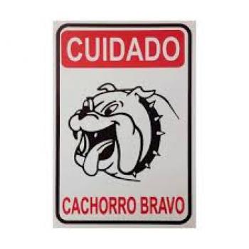 Placa de Sinalização Cuidado Cão Bravo - 20x30 Pacifc Flowers