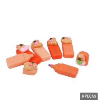 Caneta Marca Texto 6 Peças Ponta Chanfrada