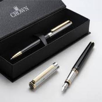 CANETA CROWN REGENT ESF PRATA E PRETA