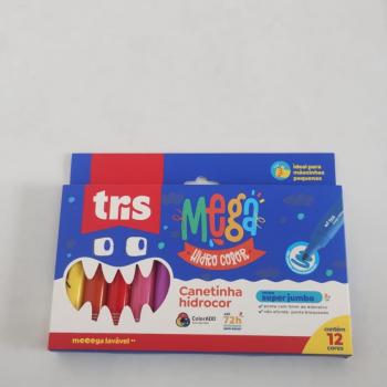 Caneta Hidrocor Megahidro Super Jumbo 12 Cores - Tris