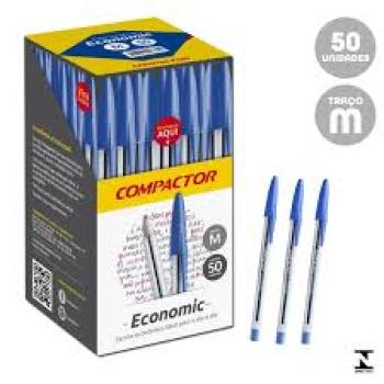 Caixa Caneta Compactor Economica Azul com 50 Unidades -