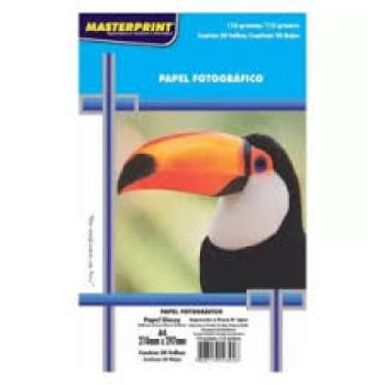 Papel Fotográfico InkJet A4 Glossy Adesivo 115g Pct com 50 fls  Masterprint