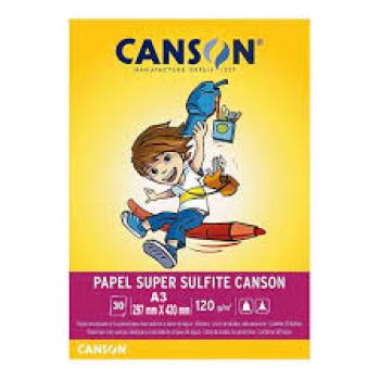 Bloco Canson Escolar Super Sulfite 120g  A3 - 30 fls