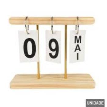 Calendario de Mesa Permanente Madeira e Metal