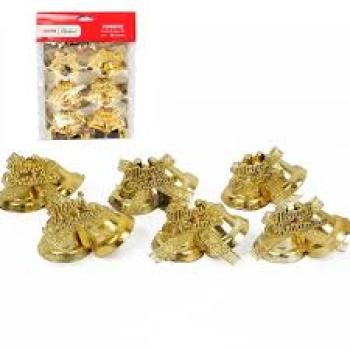Pendente Sino Duplo Dourado 6 Peças de 3cm Dourado - Natal