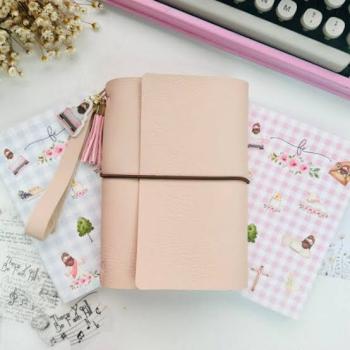 Caderno com Capa de Tecido com 2 Cadernetas Pontilhadas - Bailarinas