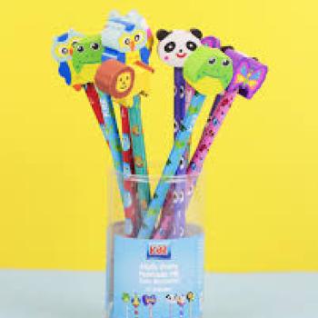 Lapis Preto Plástico com Borracha Fantasia Bichinhos Kaz -Avulso