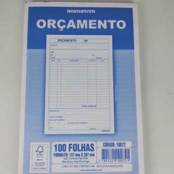 Bloco de Orçamento 100 Folhas 137mmx207mm - Animativa