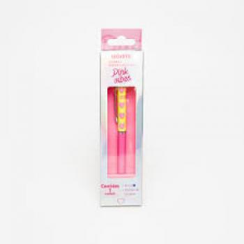 Caneta Coração Pink Vibes - Tinta Azul Caixa C/1 Und Leoarte
