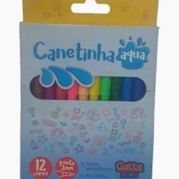 Canetinha Hidrocolor Lavavel com 12 Cores - Gatte Kid