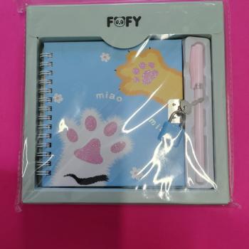 Kit Diário Miau com 45 Fls com duas Peças Azul -Fofy