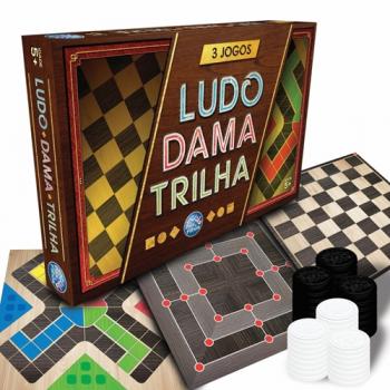 JOGO DE TABULEIRO - DAMA LUDO E TRILHA