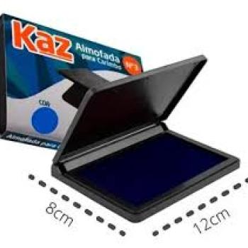 Almofada Para Carimbo Com Tinta N 3 Azul Tampa Plastica - Kaz