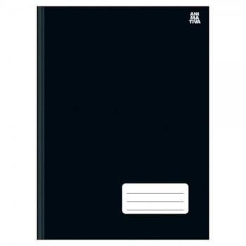 Caderno Brochura 1/4 Capa dura, 48 fls KBOM! Preto - Animativa