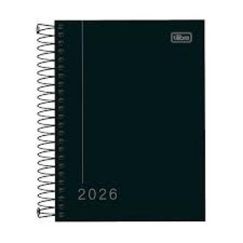 Agenda Escolar 2026 Pepper Preta Espiral 160 fls  117x164mm Tilibra