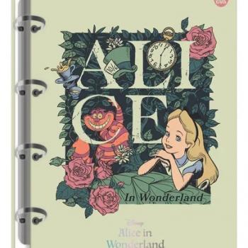 Caderno Colegial Argolado 160F Alice Wonderland - Animativa