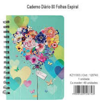 Cadeno Diário CD Espiral 80 Folhas - Kaz