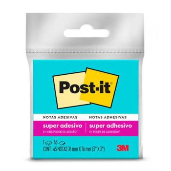 Bloco de Recado Post-It Super Adesivo 76 mm x 76 mm 45 fls. Azul - 3M