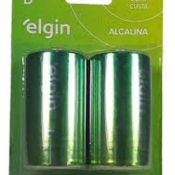 Pilha Alcalina Grande  -D C om 02 Unidades - Elgin