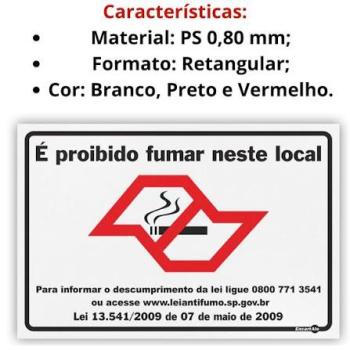 Placa de Sinalização 20x30 É Proibido Fumar neste Local Pacific Flowers