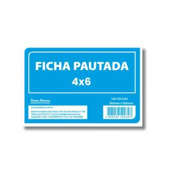 Ficha Pautada 4x6 - 102x152mm - com 100 Folhas - Pauta Branca