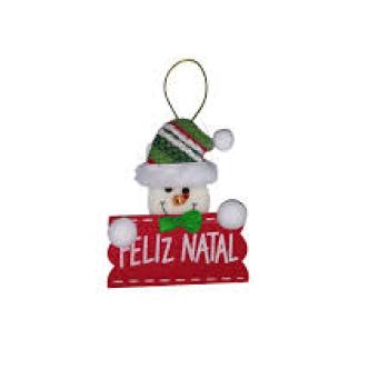 Pendente de Natal Papai Noel Placa de Feliz Natal 12cm