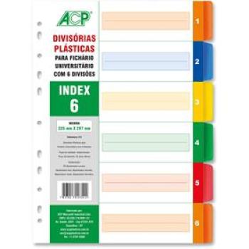 Divisória para fichário (plástica) A4 c/Insercao c/6divorias - Acp