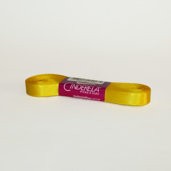 Fita de Cetim Tecida 10mx10mm Amarelo Gema - Cinderela*