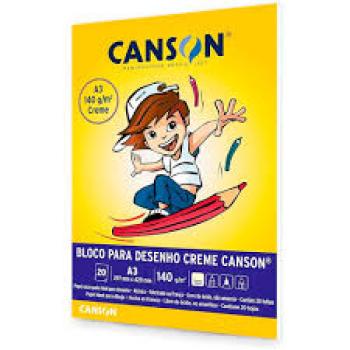 Bloco Canson Escolar Desenho Creme 140g A3 20 Fls