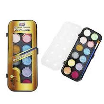 Aquarela 12 Cores Metalicas - Kaz