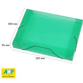 Pasta Com Aba Elásticas P.P. com Dorso de 2cm Verde - 332mm x 232mm - Kaz