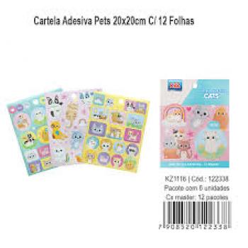 Cartelas Adesiva Cats 20x20 com 12 Fls - Kaz