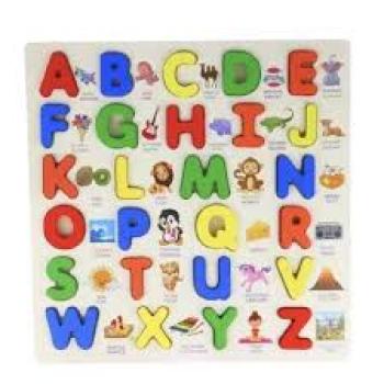 Tabuleiro Educativo 28 Peças Alfabeto de Madeira - Arkbrasil