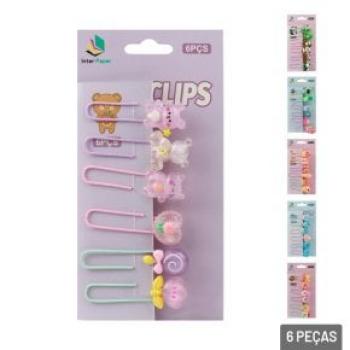 Clipes de Metal 5,5cm 6 peças Modelos Sortidos - Inter Paper