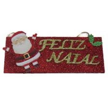 Enfeite Quadro de Feliz Natal com Glitter 24 cm - Master