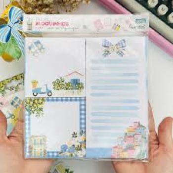 Caixa com 12 Papeis de Carta Decorados e Envelopes - Abelha Rainha